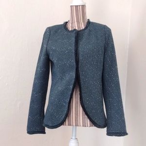 Rosemunde Teal Wool Blend Tweed Jacket Size 36 or S-M